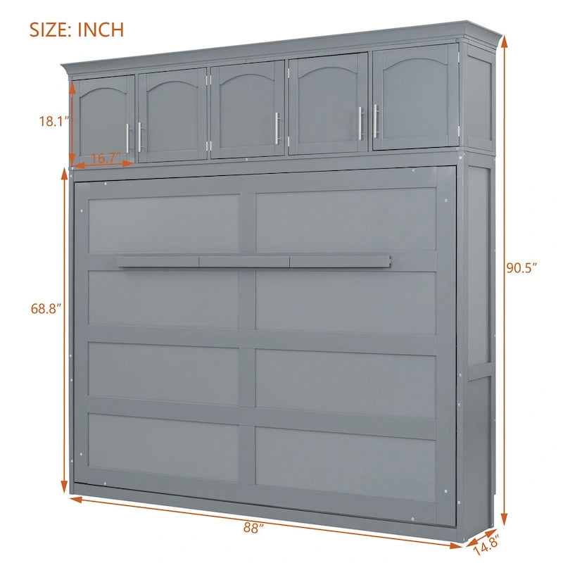 Lit escamotable mural Queen Size avec meubles hauts