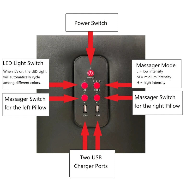 Lit plateforme queen size en similicuir rembourré avec éclairage LED