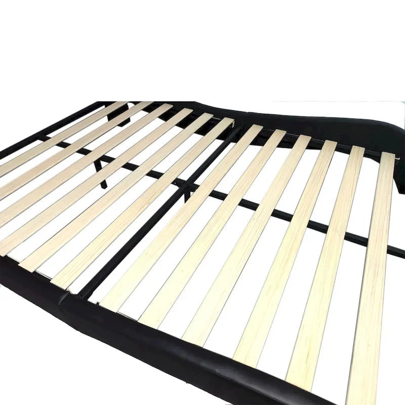Lit plateforme queen size en similicuir rembourré avec éclairage LED