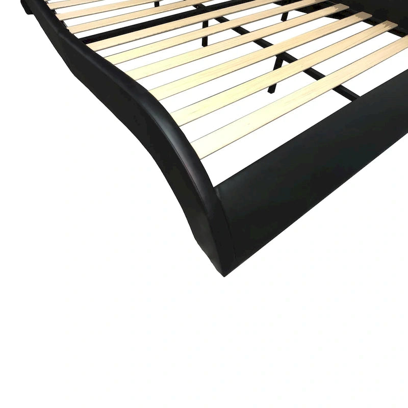 Lit plateforme queen size en similicuir rembourré avec éclairage LED