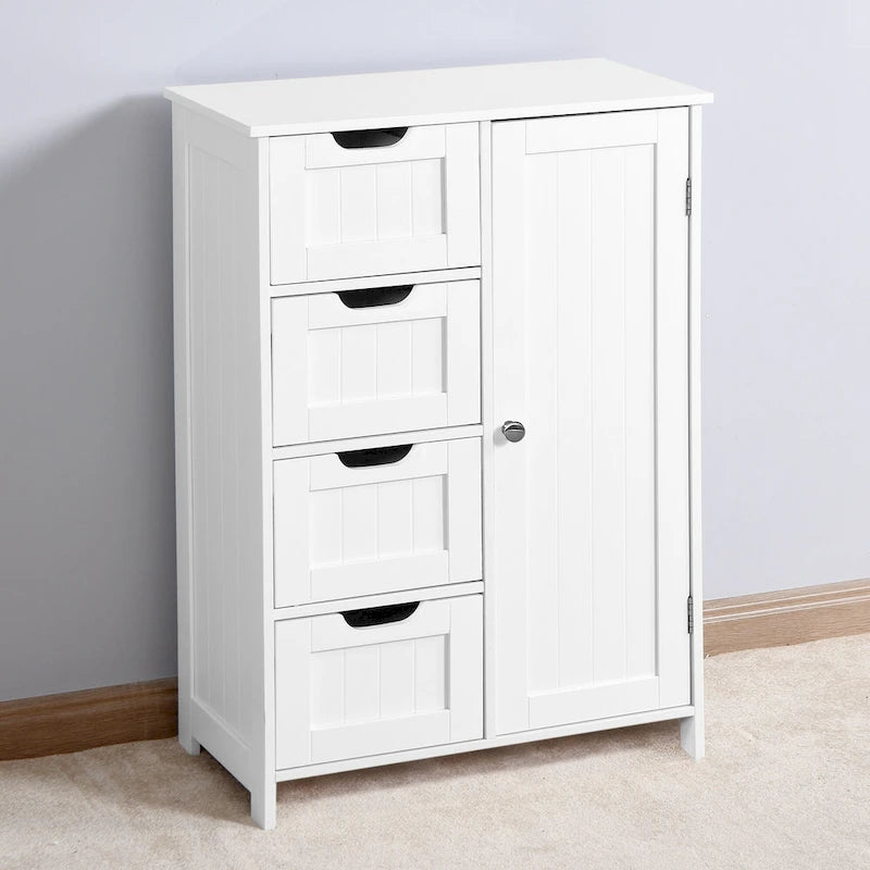 Meuble de rangement de salle de bain avec étagère réglable et tiroirs