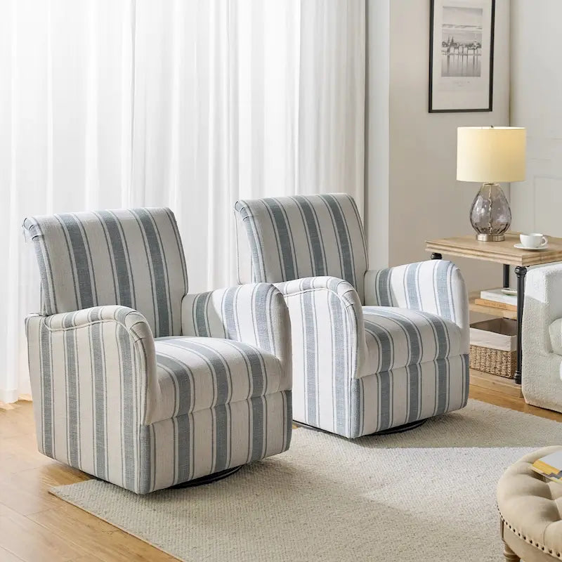 Fauteuil pivotant traditionnel avec motif à rayures jacobéennes