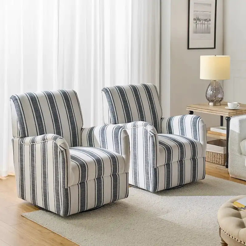 Fauteuil pivotant traditionnel avec motif à rayures jacobéennes