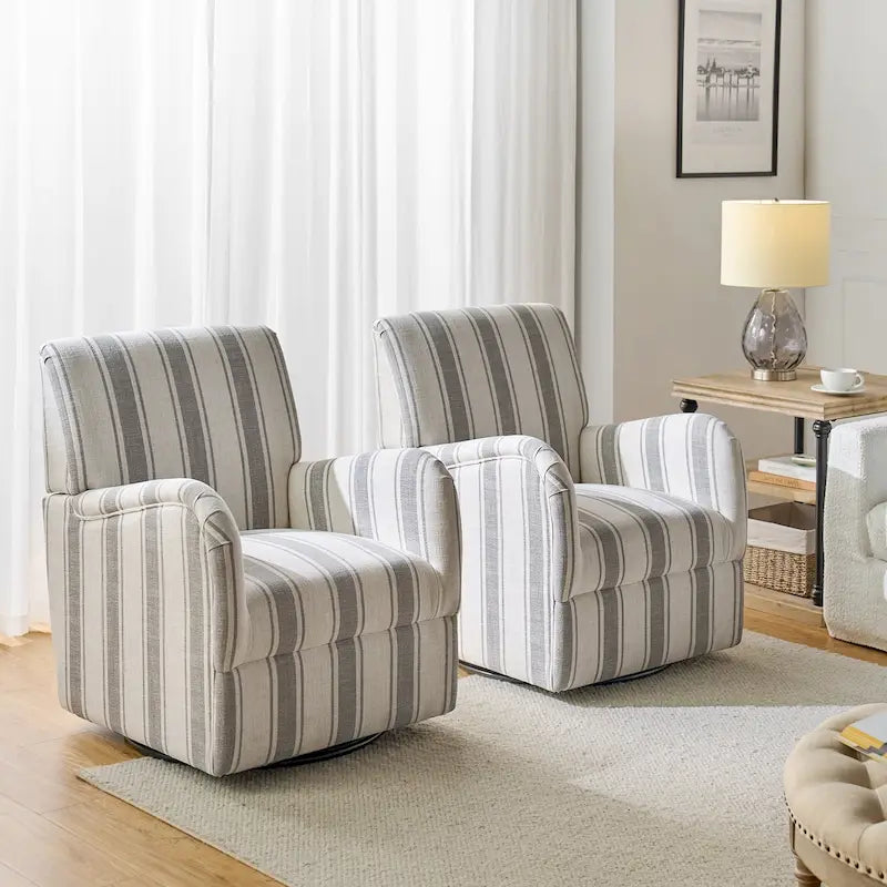 Fauteuil pivotant traditionnel avec motif à rayures jacobéennes