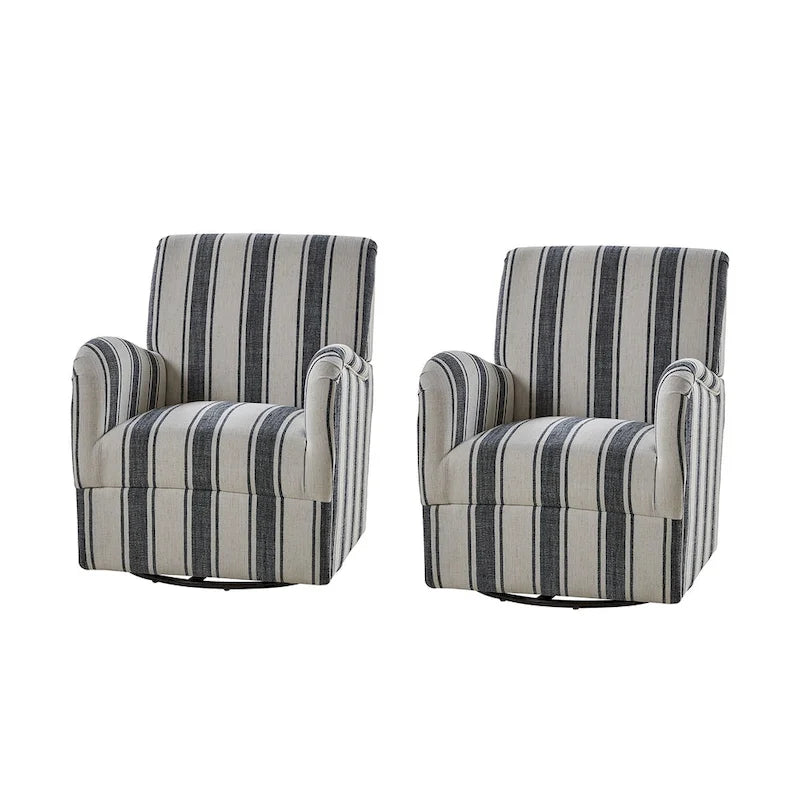 Fauteuil pivotant traditionnel avec motif à rayures jacobéennes