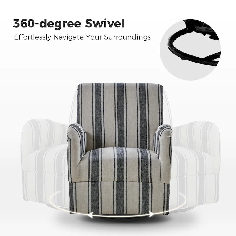 Fauteuil pivotant traditionnel avec motif à rayures jacobéennes