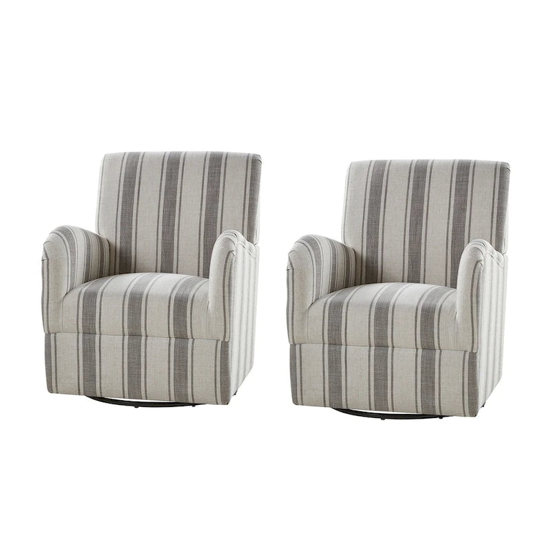 Fauteuil pivotant traditionnel avec motif à rayures jacobéennes