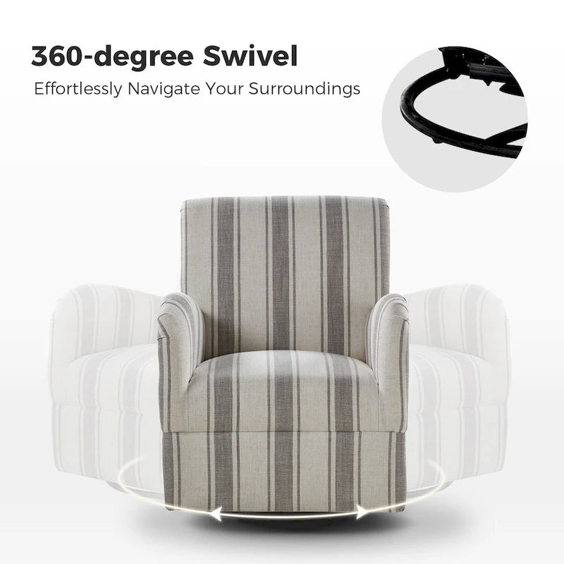 Fauteuil pivotant traditionnel avec motif à rayures jacobéennes