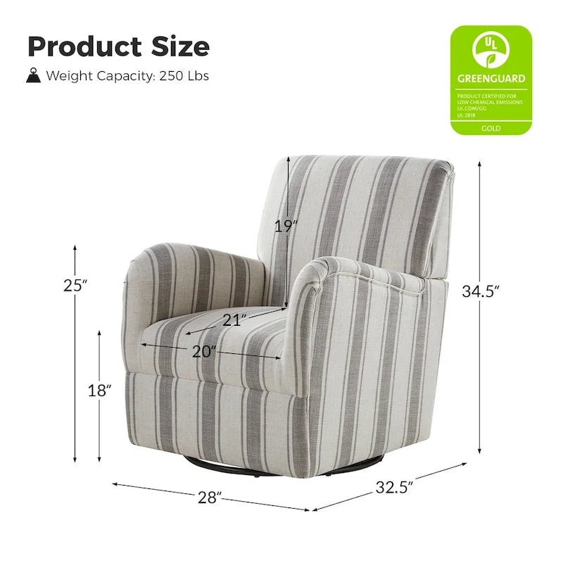 Fauteuil pivotant traditionnel avec motif à rayures jacobéennes