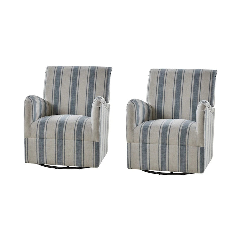 Fauteuil pivotant traditionnel avec motif à rayures jacobéennes