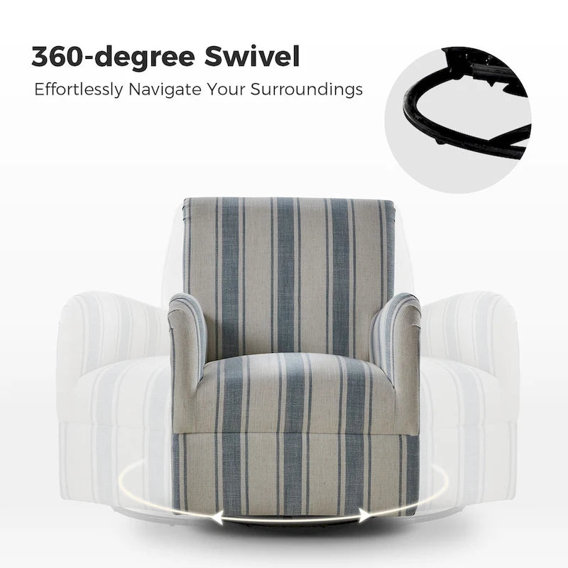 Fauteuil pivotant traditionnel avec motif à rayures jacobéennes