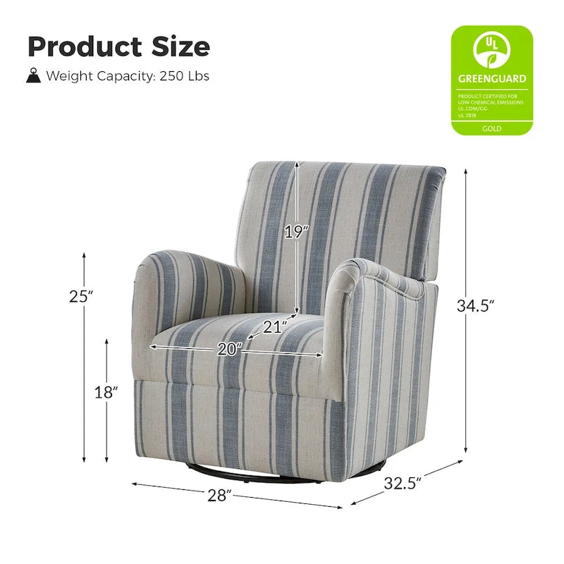 Fauteuil pivotant traditionnel avec motif à rayures jacobéennes