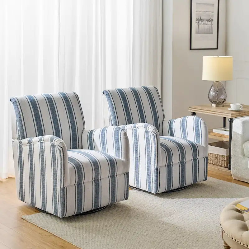 Fauteuil pivotant traditionnel avec motif à rayures jacobéennes