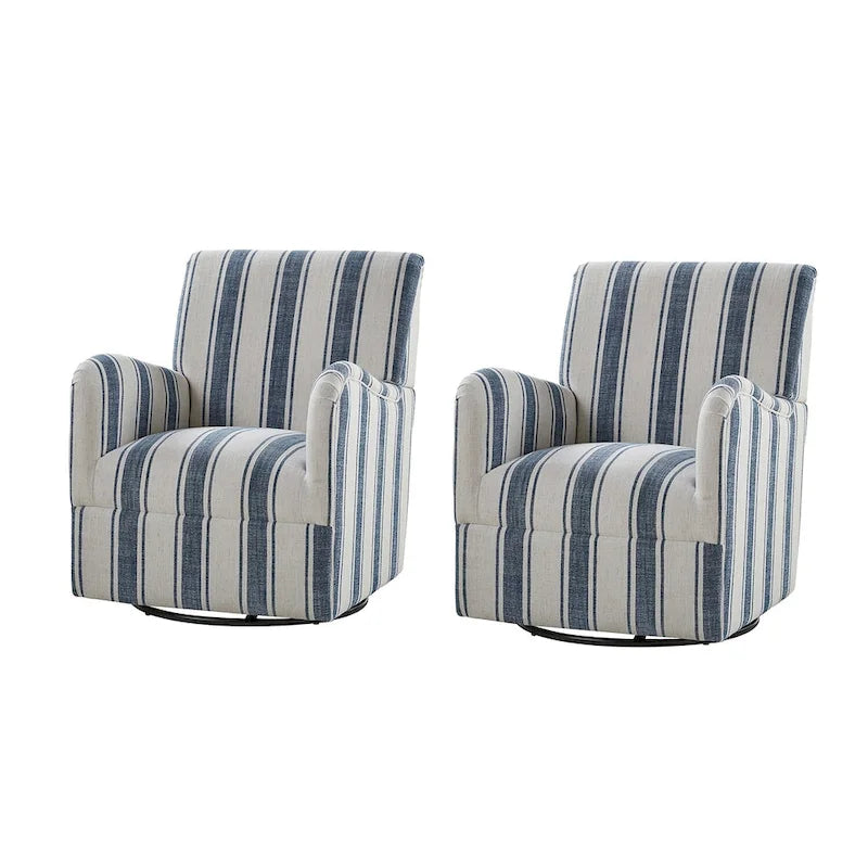 Fauteuil pivotant traditionnel avec motif à rayures jacobéennes