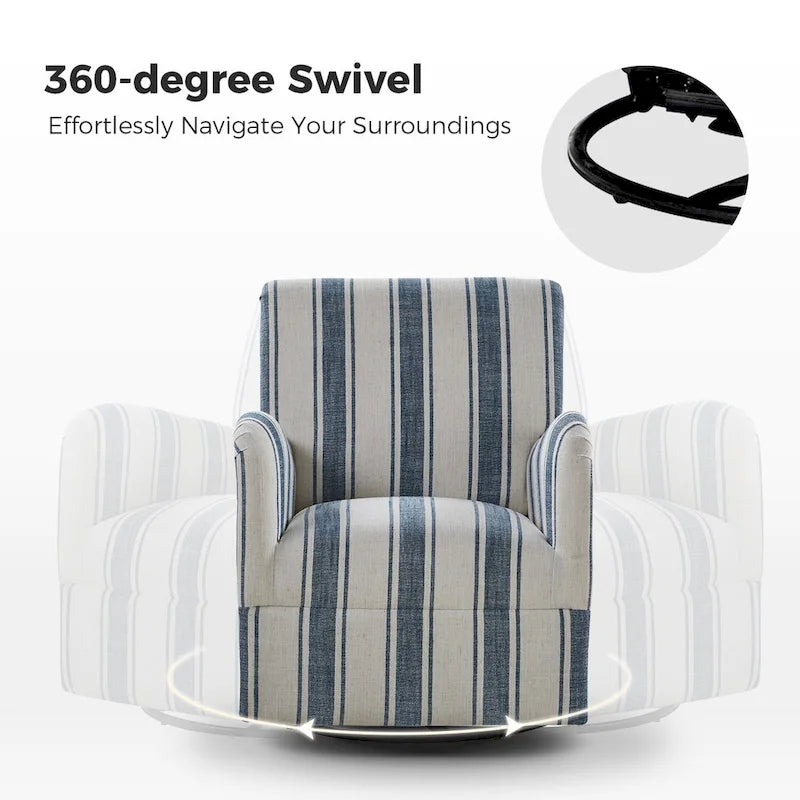 Fauteuil pivotant traditionnel avec motif à rayures jacobéennes