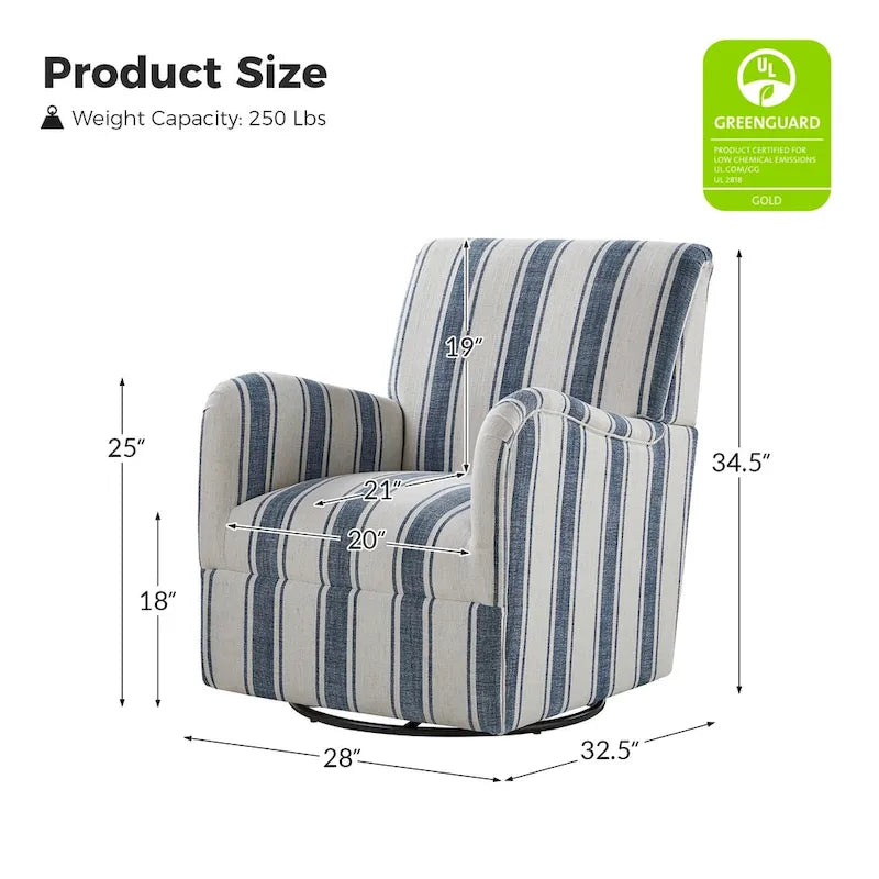 Fauteuil pivotant traditionnel avec motif à rayures jacobéennes