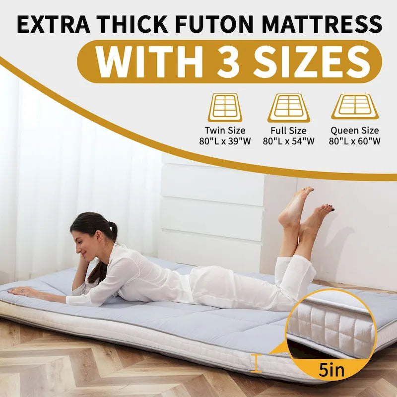Matelas Futon Japonais Roulable Avec Sac de Rangement