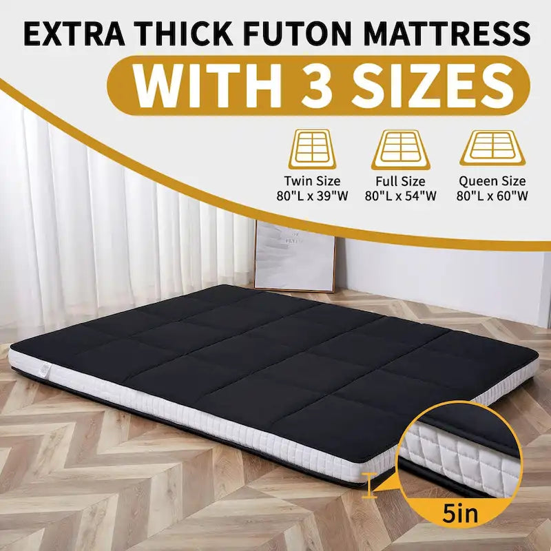 Matelas Futon Japonais Roulable Avec Sac de Rangement
