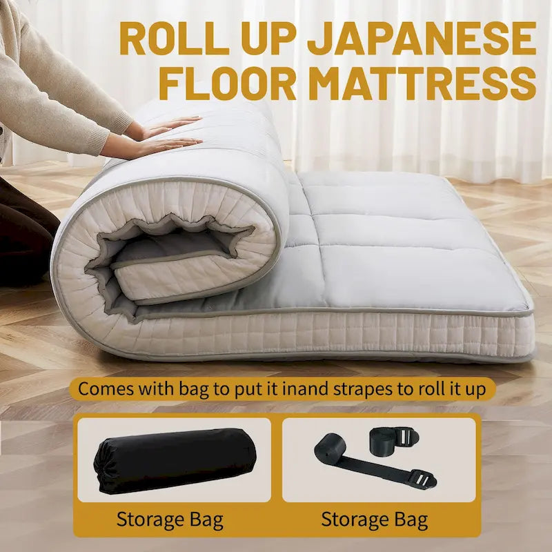 Matelas Futon Japonais Roulable Avec Sac de Rangement