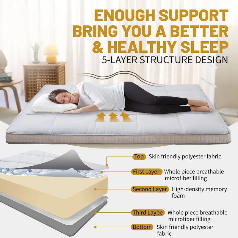 Matelas Futon Japonais Roulable Avec Sac de Rangement