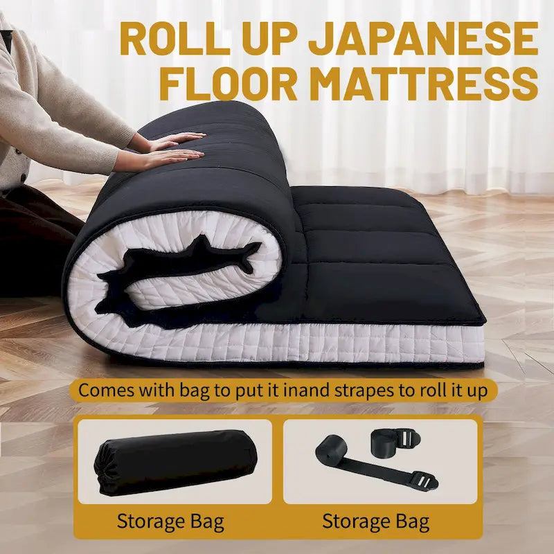 Matelas Futon Japonais Roulable Avec Sac de Rangement