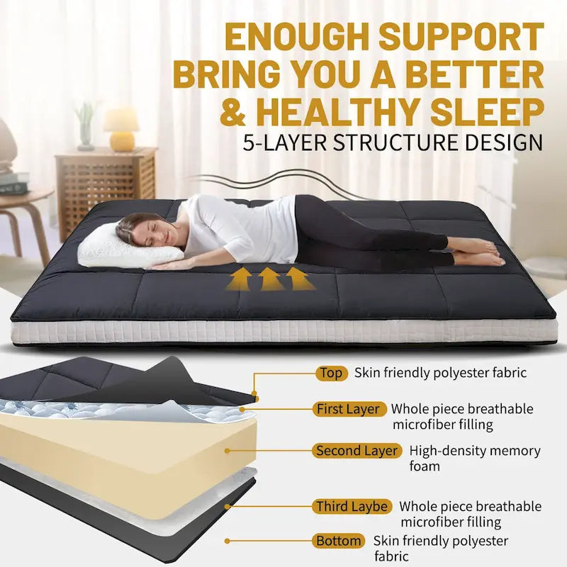 Matelas Futon Japonais Roulable Avec Sac de Rangement