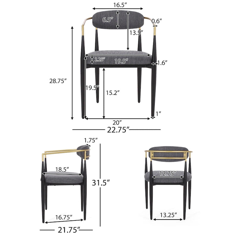 Chaises de salle à manger modernes industrielles rembourrées avec cadre en fer