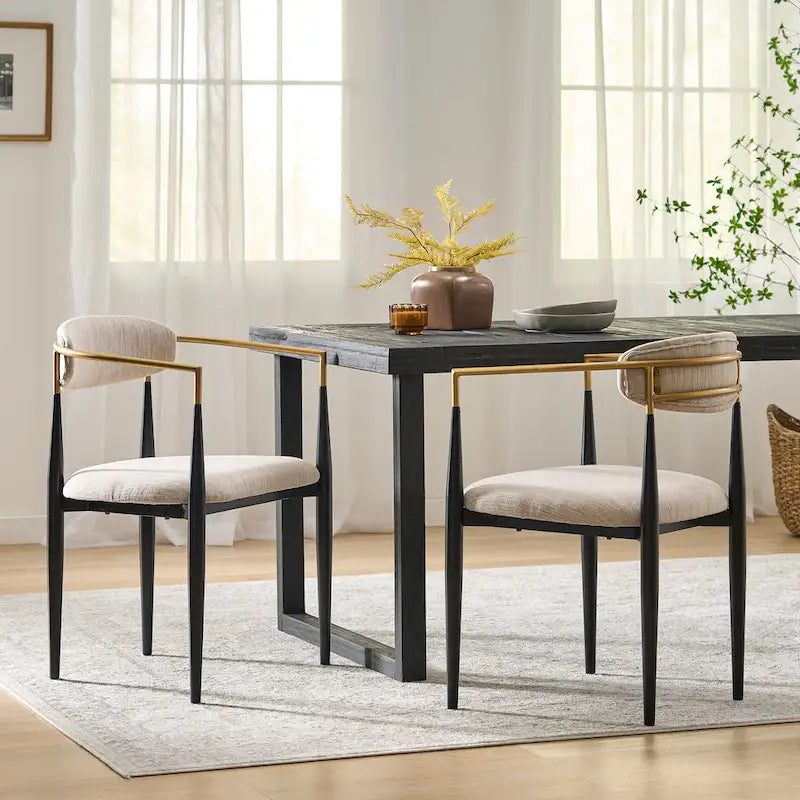 Chaises de salle à manger modernes industrielles rembourrées avec cadre en fer