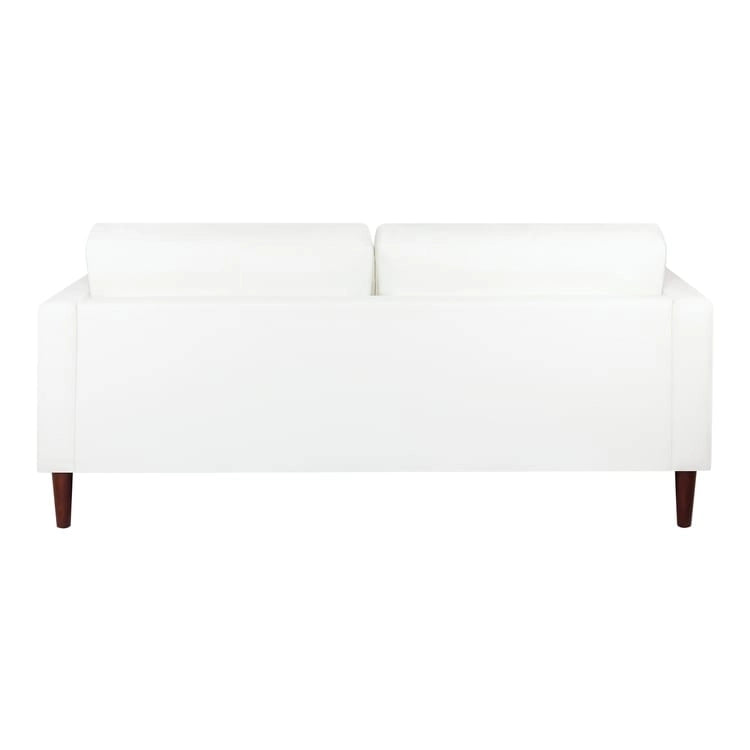 Canapé moderne en cuir véritable avec pieds en bois et coussin traversin supplémentaire