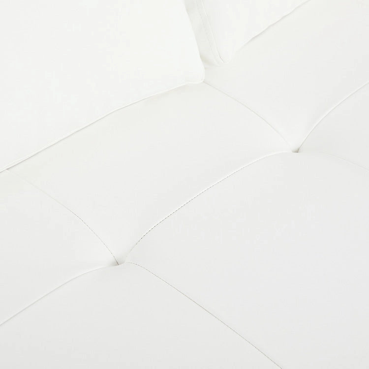 Canapé moderne en cuir véritable avec pieds en bois et coussin traversin supplémentaire
