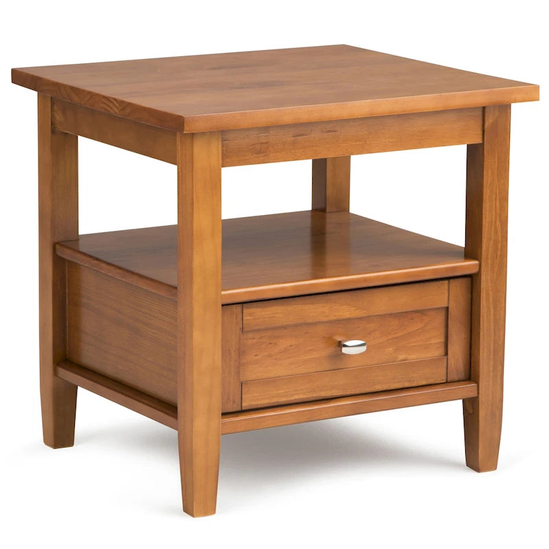 Table d'appoint rectangulaire de 20 pouces de largeur en bois massif, style transitionnel