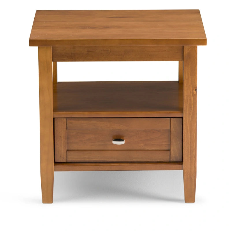 Table d'appoint rectangulaire de 20 pouces de largeur en bois massif, style transitionnel