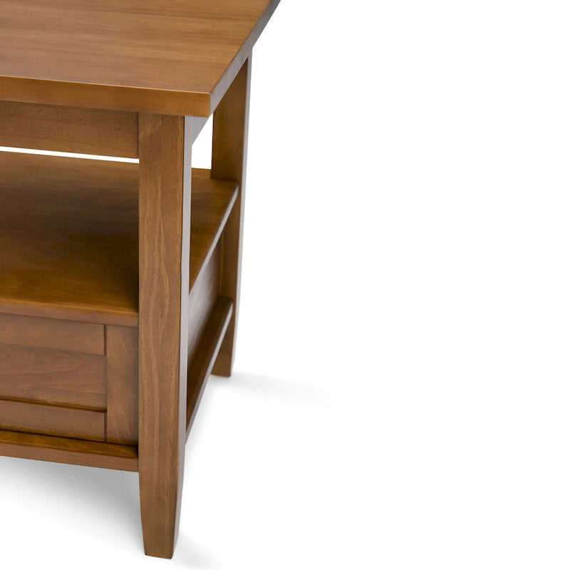 Table d'appoint rectangulaire de 20 pouces de largeur en bois massif, style transitionnel