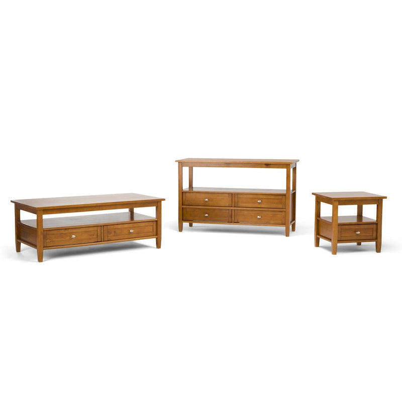 Table d'appoint rectangulaire de 20 pouces de largeur en bois massif, style transitionnel