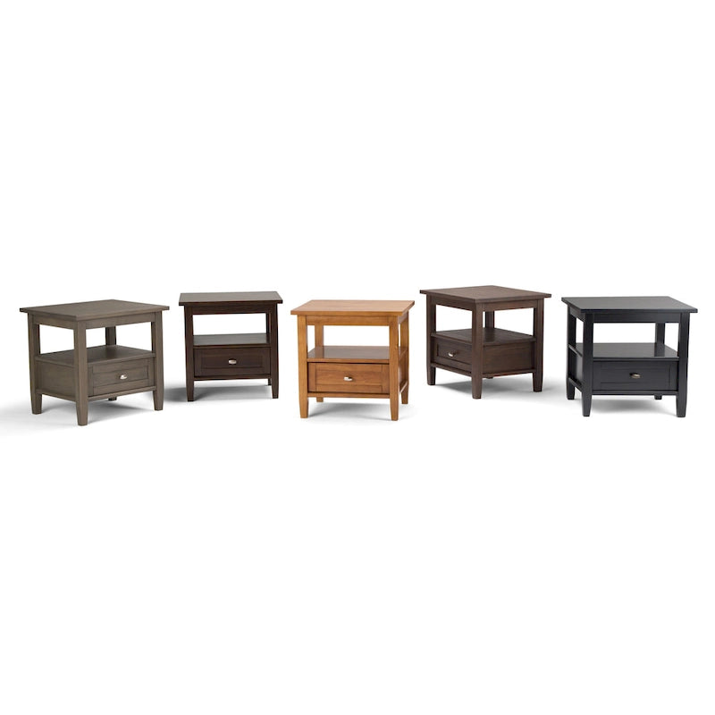 Table d'appoint rectangulaire de 20 pouces de largeur en bois massif, style transitionnel
