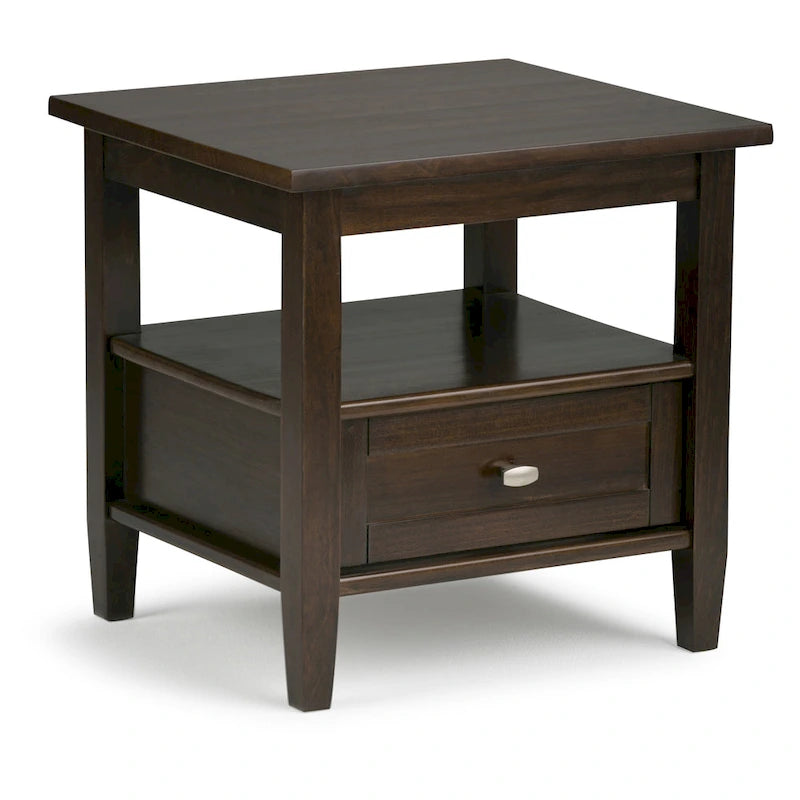 Table d'appoint rectangulaire de 20 pouces de largeur en bois massif, style transitionnel