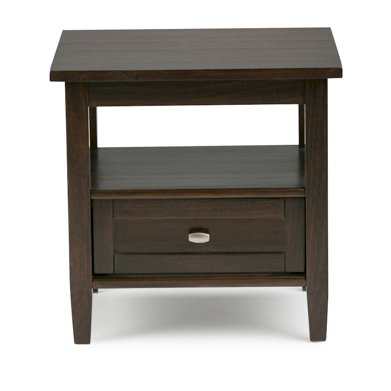 Table d'appoint rectangulaire de 20 pouces de largeur en bois massif, style transitionnel
