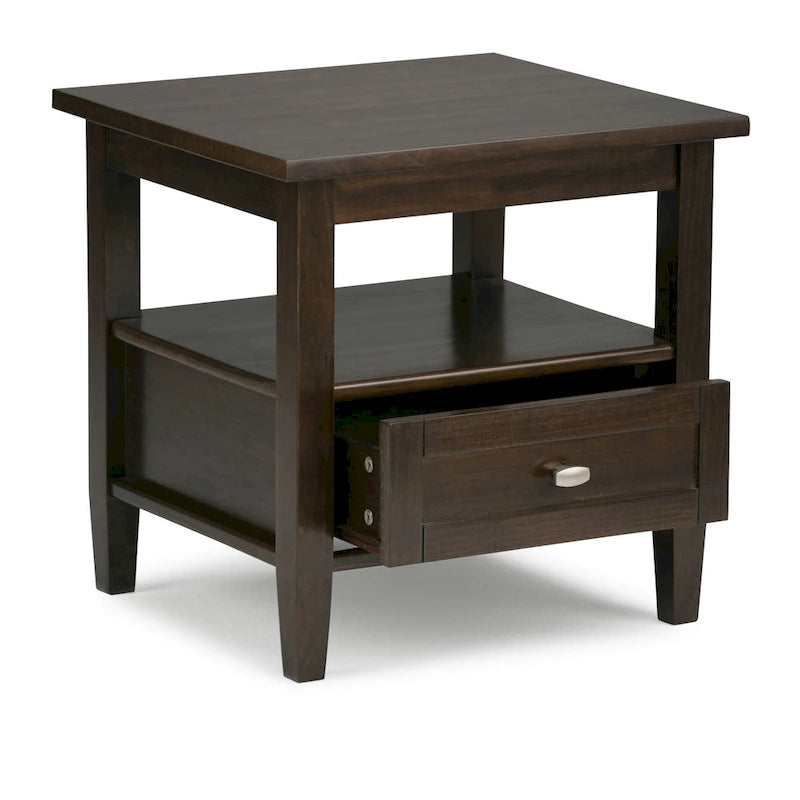 Table d'appoint rectangulaire de 20 pouces de largeur en bois massif, style transitionnel
