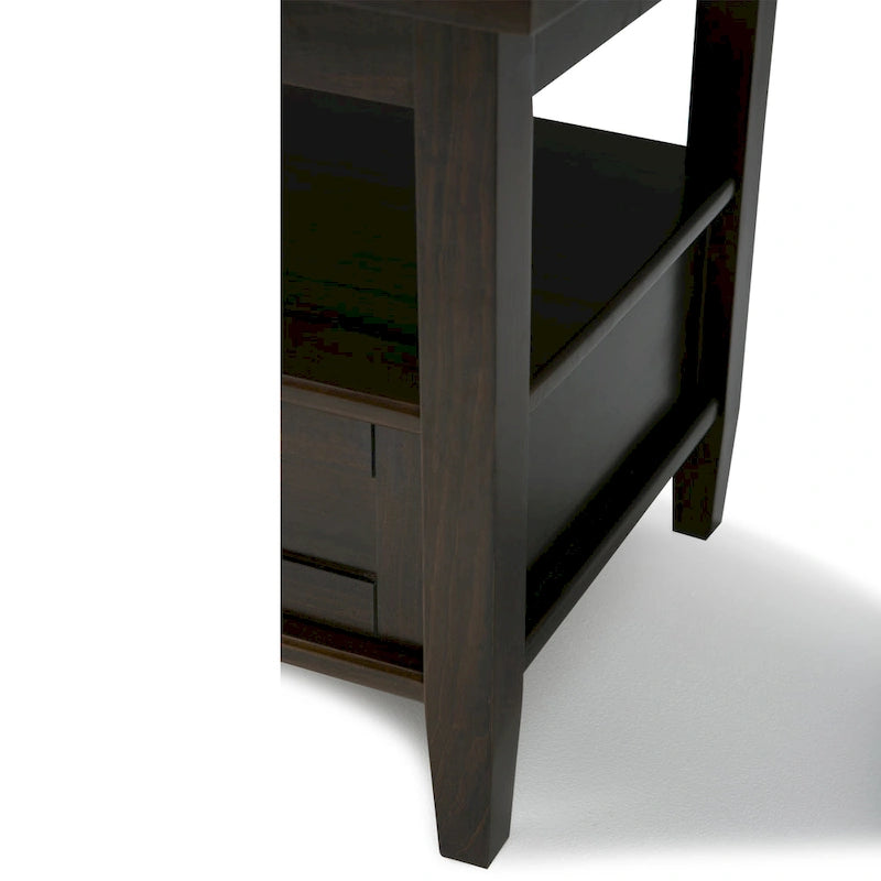 Table d'appoint rectangulaire de 20 pouces de largeur en bois massif, style transitionnel