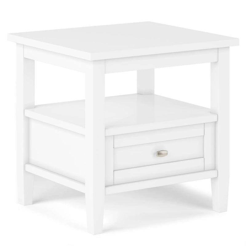 Table d'appoint rectangulaire de 20 pouces de largeur en bois massif, style transitionnel