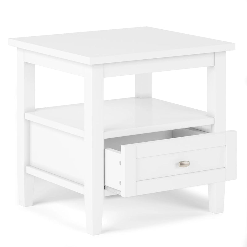 Table d'appoint rectangulaire de 20 pouces de largeur en bois massif, style transitionnel