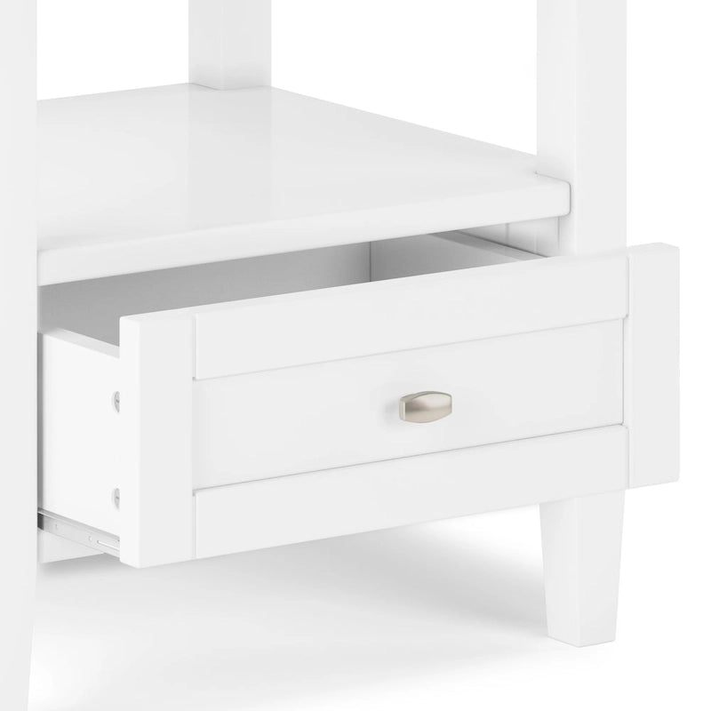 Table d'appoint rectangulaire de 20 pouces de largeur en bois massif, style transitionnel