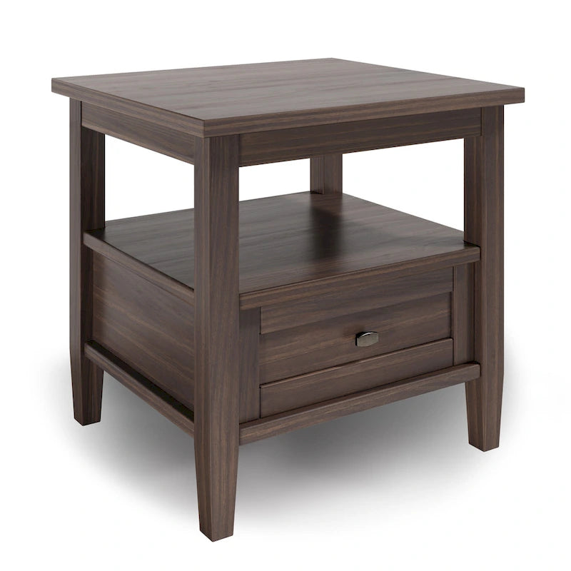 Table d'appoint rectangulaire de 20 pouces de largeur en bois massif, style transitionnel