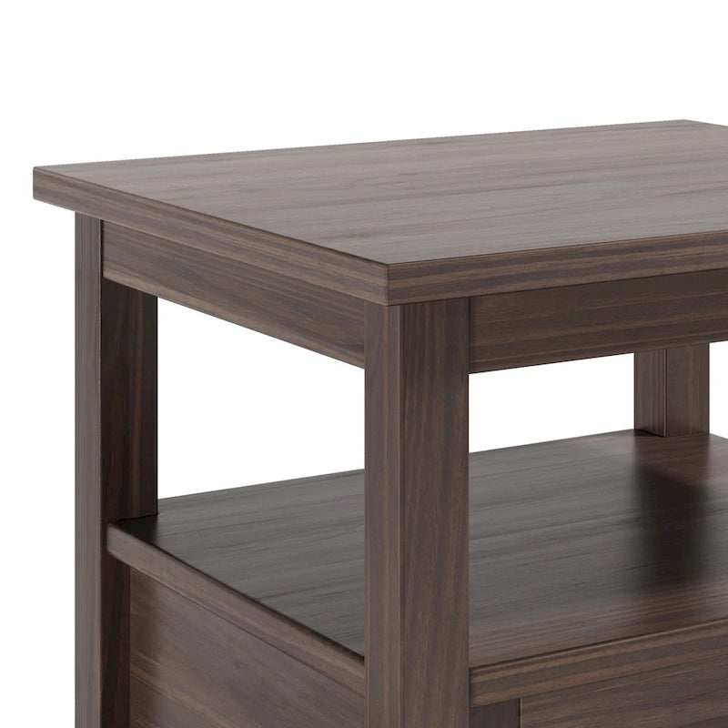 Table d'appoint rectangulaire de 20 pouces de largeur en bois massif, style transitionnel