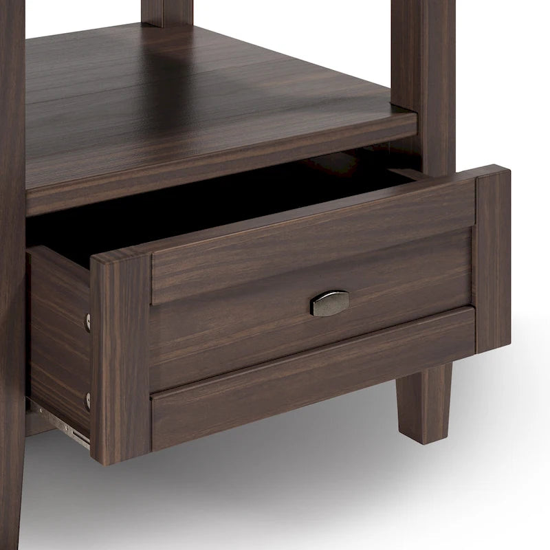 Table d'appoint rectangulaire de 20 pouces de largeur en bois massif, style transitionnel