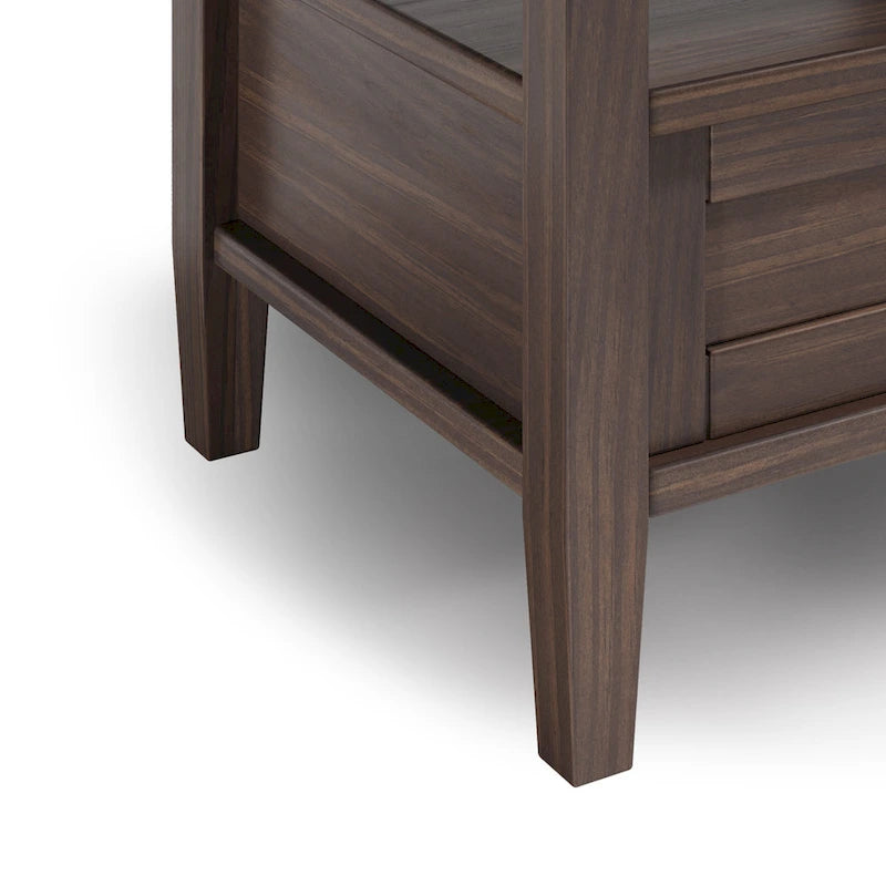 Table d'appoint rectangulaire de 20 pouces de largeur en bois massif, style transitionnel