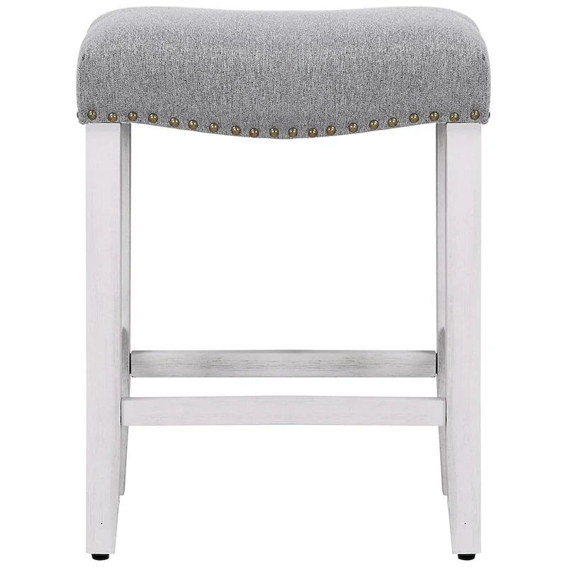 Tabouret de comptoir rembourré en polyester blanc antique