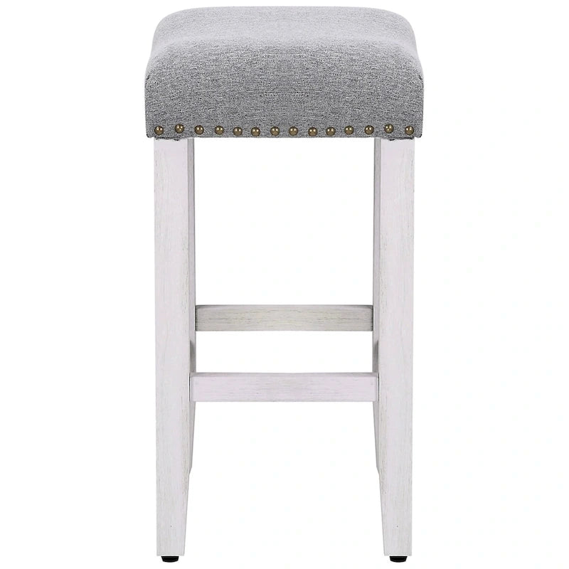 Tabouret de comptoir rembourré en polyester blanc antique