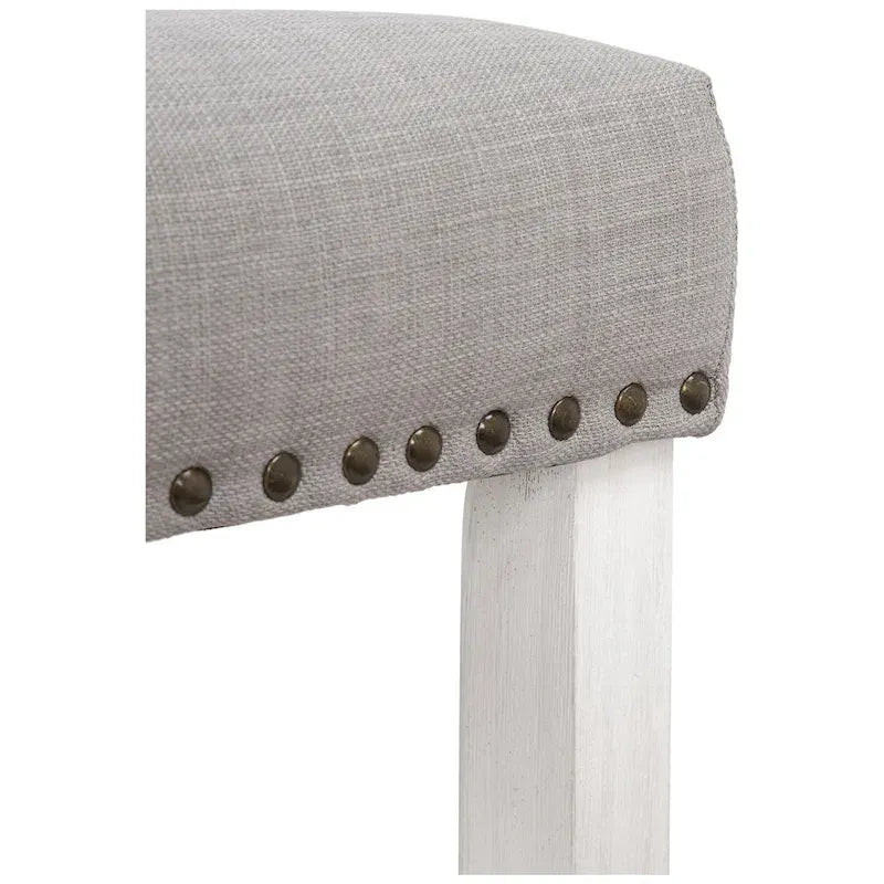 Tabouret de comptoir rembourré en polyester blanc antique