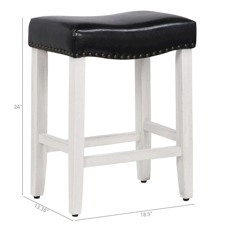 Tabouret de comptoir rembourré en polyester blanc antique